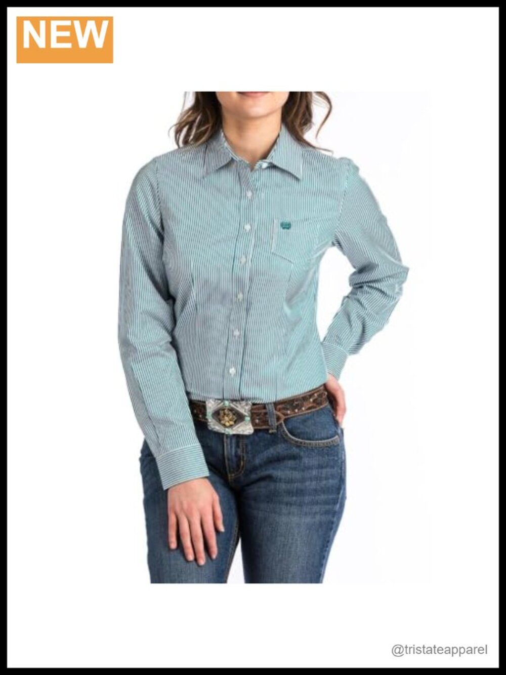 Tencel Cotton Long Sleeve Western Button Down Shirt Teal Woven